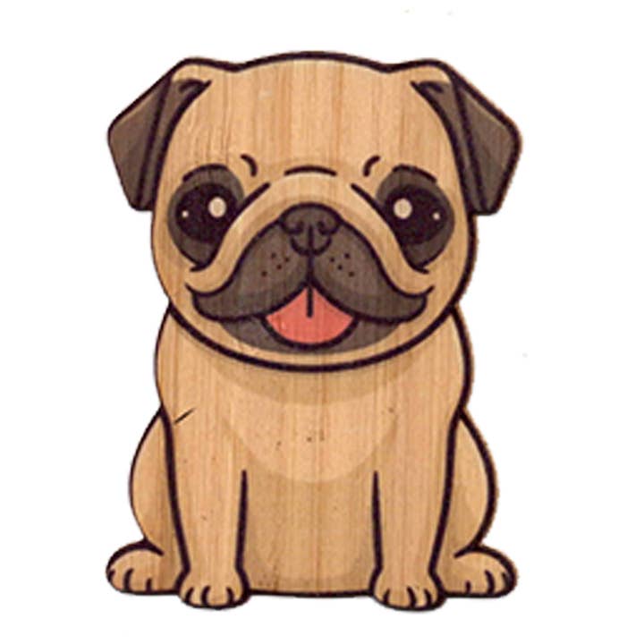 Cartoon Pug for wholesale by Bamboo Wood Stickers