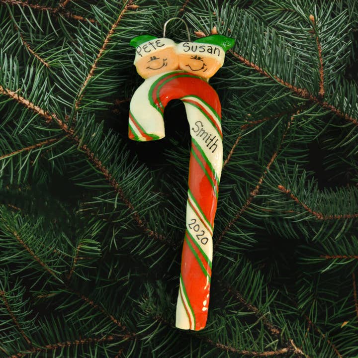 Peppermint Stick Family Ornament for wholesale by Dough Delights, Inc