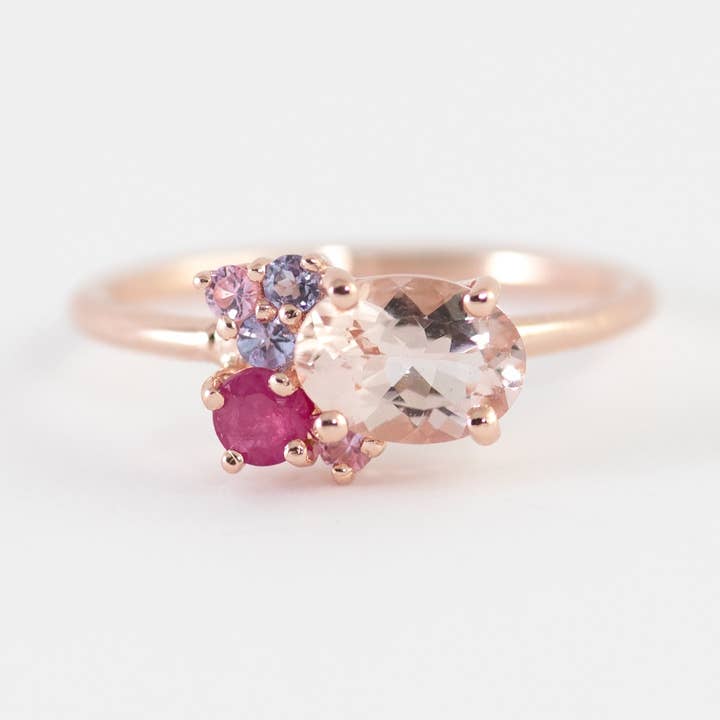 Lola Morganite Cluster Band for wholesale by Minette