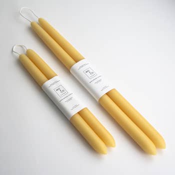 100% Pure Natural Beeswax Candles Handmade Dipped Thin Taper Candles 11 by  5/16 Inch Bulk Discount 