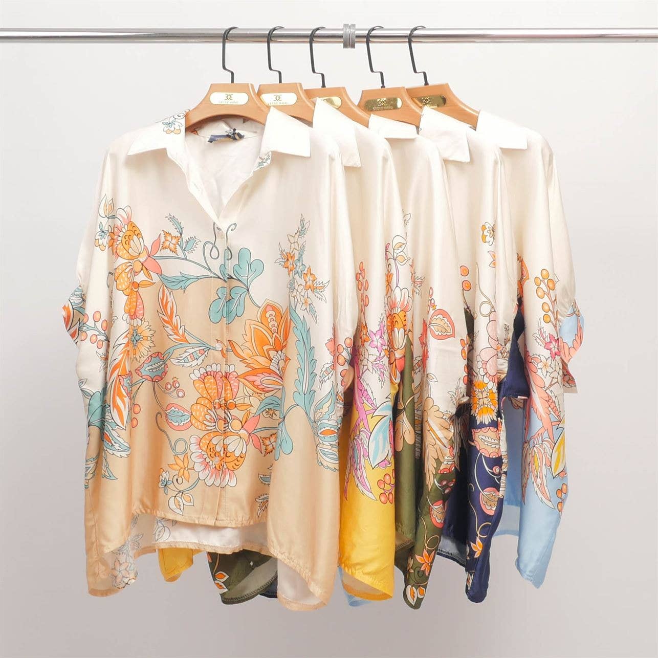 Cecile Wang - Wholesale Button Down Shirt - Women's - Floral print satin shirt KD8758VS-184