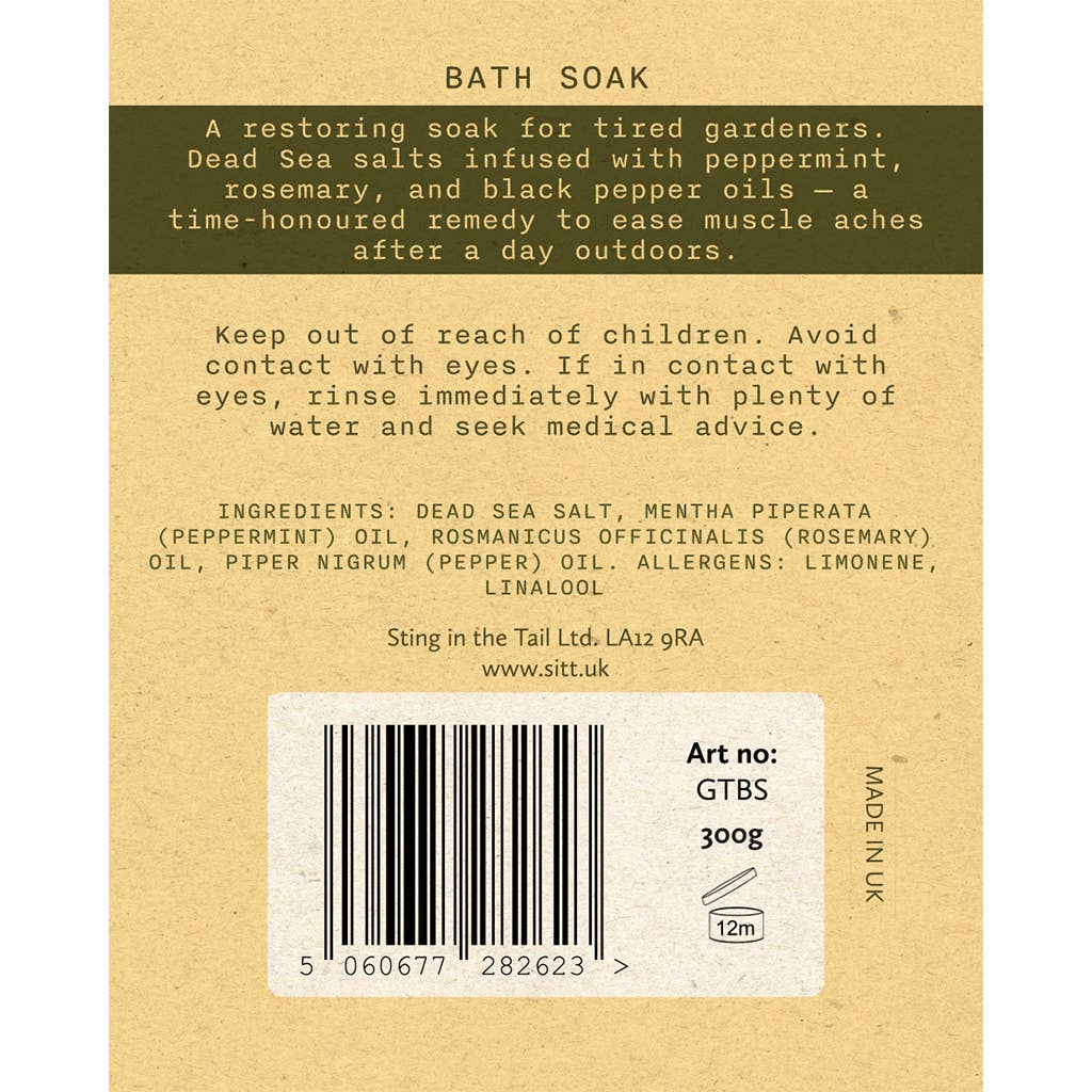 Sting in the Tail Ltd – wholesale Bath soak/milk – GARDENER'S COLLECTION - BATH SALTS2