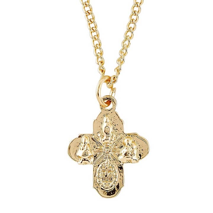 Christian Brands Catholic - Wholesale Pendant/Charm Necklace - Four Way Medal Necklace Gld