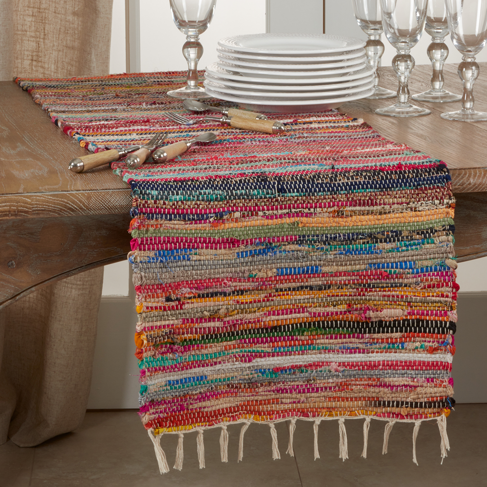 Fennco Styles - Wholesale Table Runner - Woven Chindi 16"x72" Table Runner0