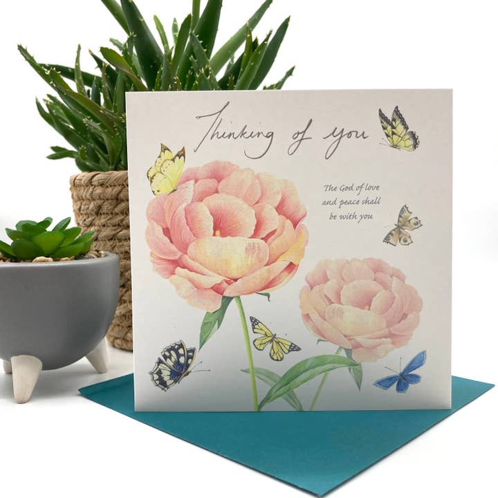 Forget-me-not Christian Cards - Wholesale Sympathy Card - Peonies Sympathy Card