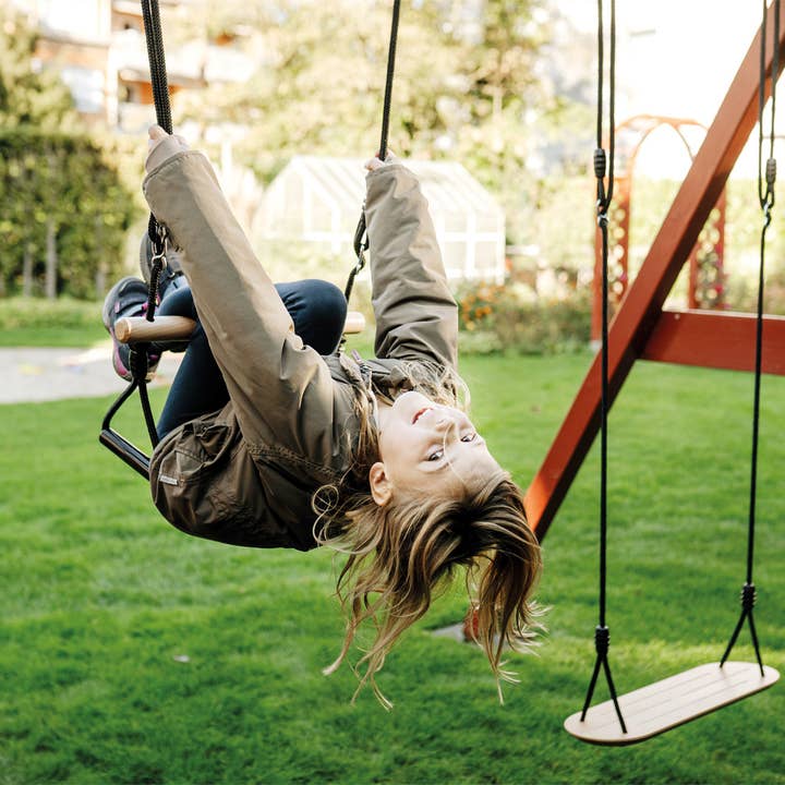 small foot - Wholesale Wood Toy - Kids - Trapezoid swing with gymnastic rings “Black Line” | swing | wood10