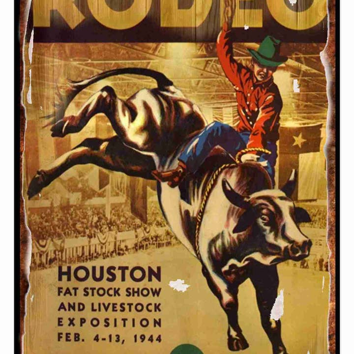 Houston Rodeo Poster 8 x 12" Metal Tin Sign for wholesale by BMS BIZ