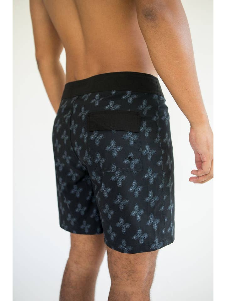 Men's Townshort Boardshorts in Black Breadfruit Bandana for wholesale on Faire4