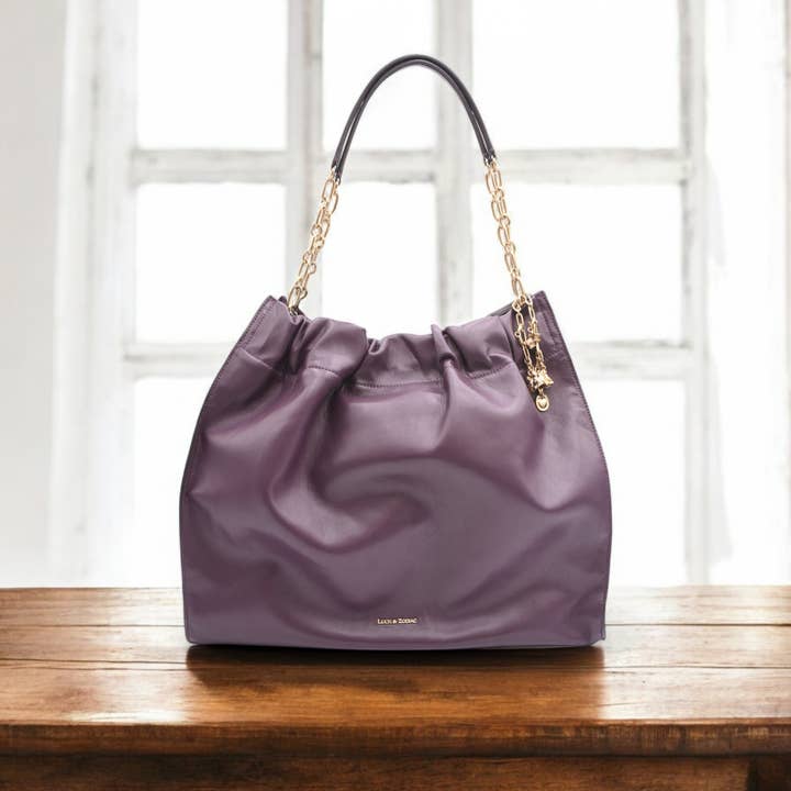 Bolso de cadena extragrande Lucky Super Soft - Cuero sintético - Vino y Oliva para venta al por mayor de Luck & Zodiac