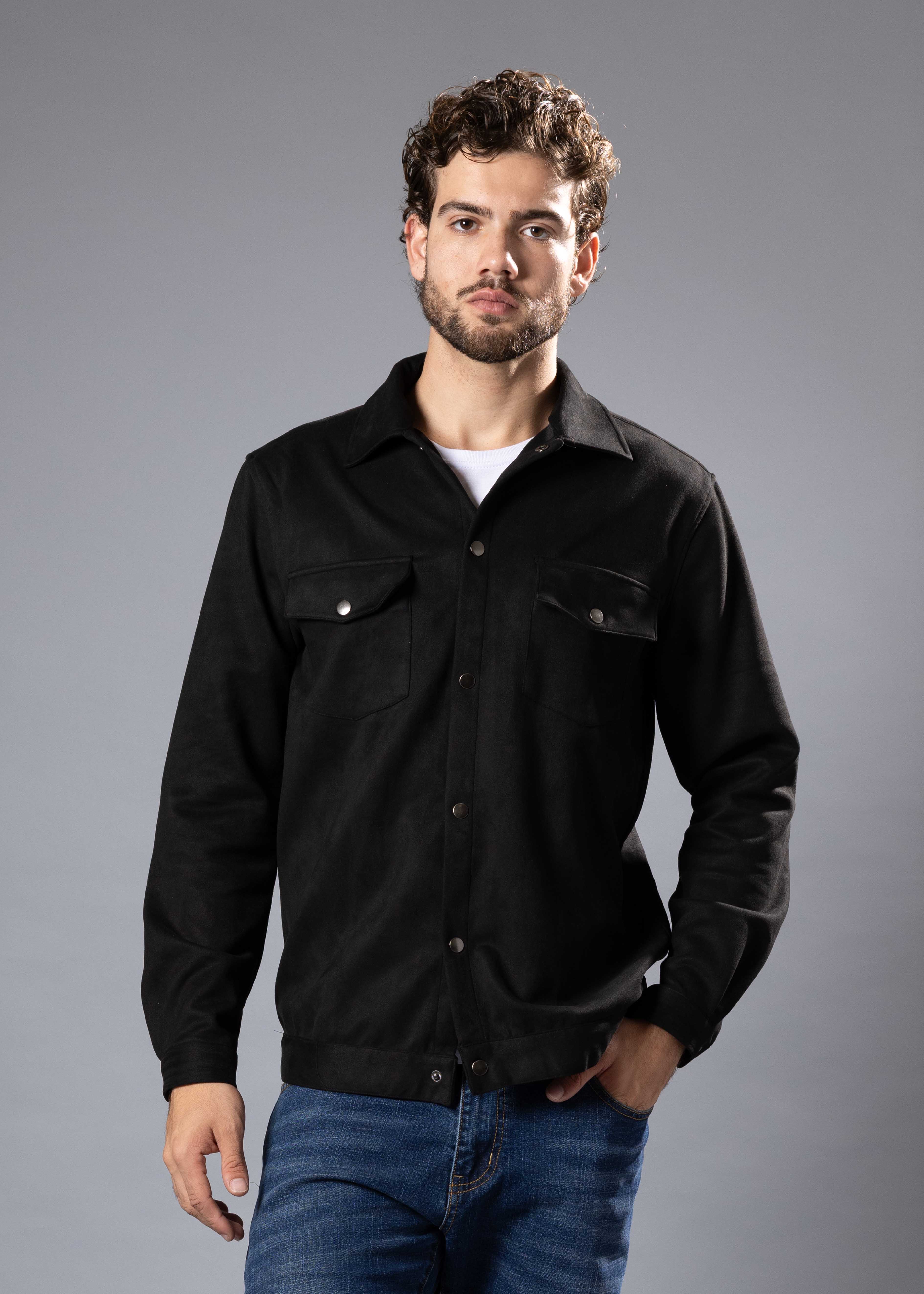 255102 - Men's Black Suede Shacket for wholesale on Faire2