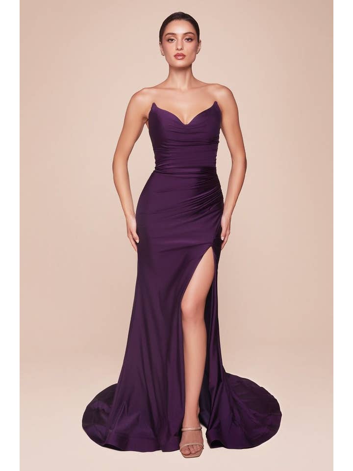 Tux-USA® - Wholesale Gown - Women's - Strapless Stretch Satin Fitted Gown7