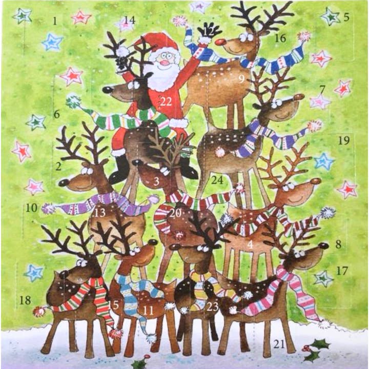 Reindeer Stack Advent Calendar Card for wholesale by Lilac Tree Designs
