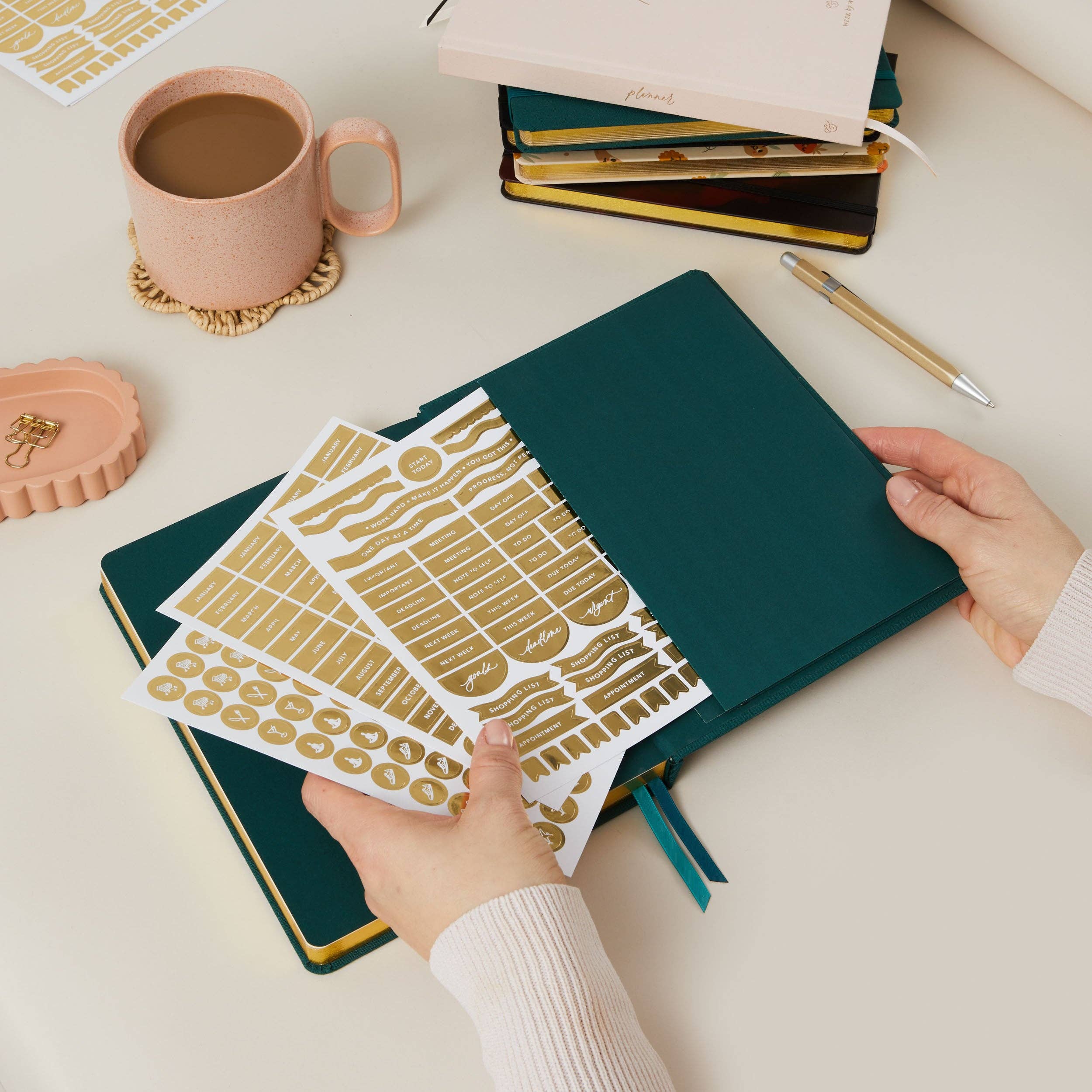 Blush And Gold - Vendita all'ingrosso Planner - Planner settimanale senza data « Juniper » con copertina in tessuto10