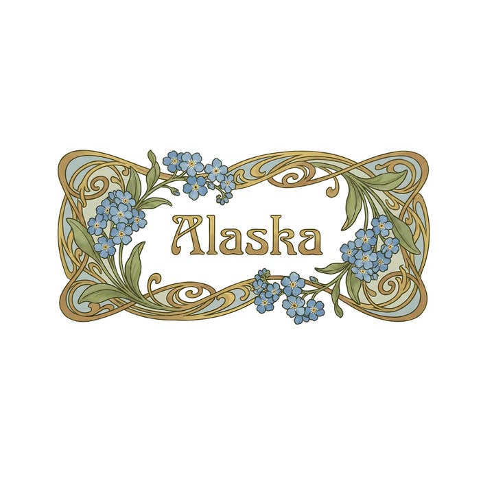 Autocollant cadre Myosotis d'Alaska pour la vente par Sticker Atlas
