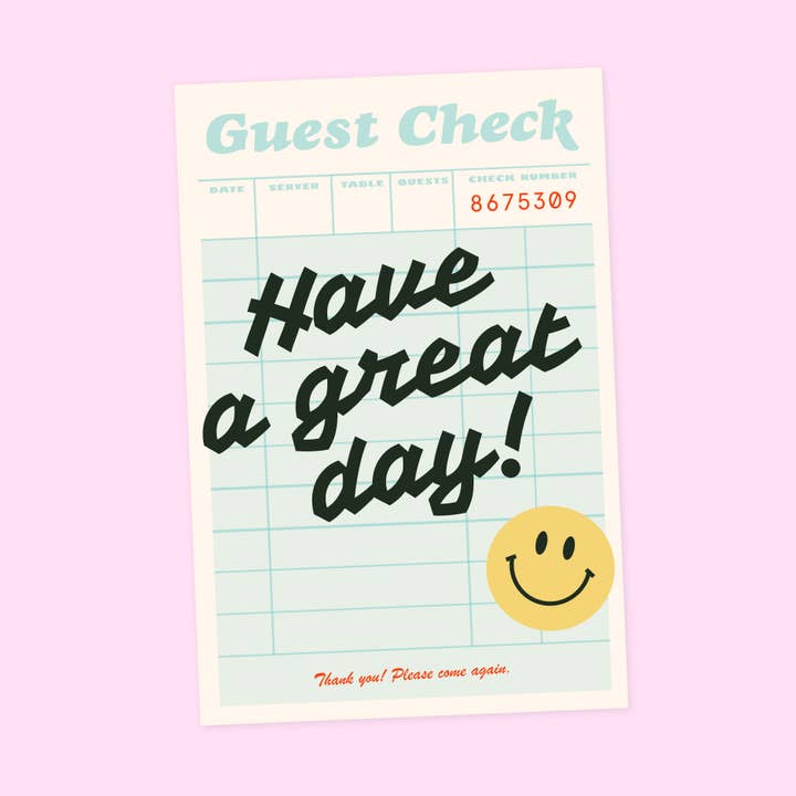 Restaurant Receipt Guest Check 🥤 Waterproof Vinyl Sticker for wholesale by Present Pleasure