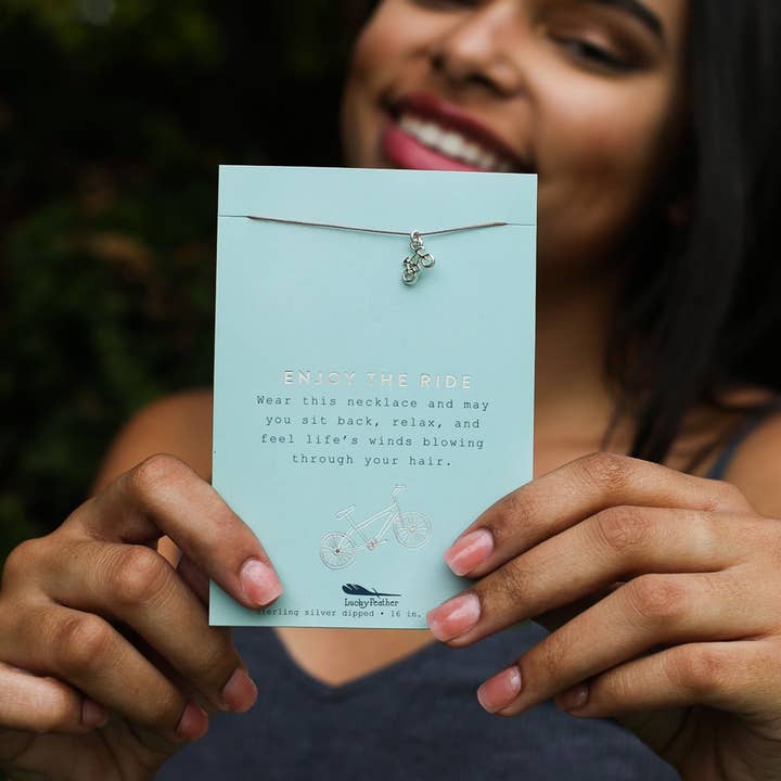 Lucky Feather - Wholesale Pendant/Charm Necklace - New Moon Silver Necklace - ENJOY/BIKE2