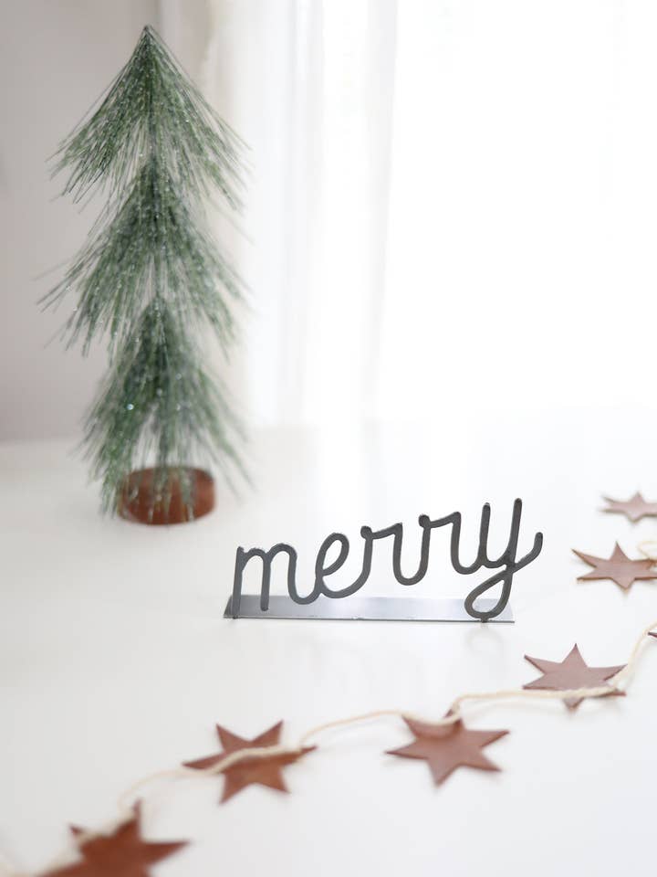 Merry Word Sign for wholesale by Highland Ridge | Handmade Home Decor