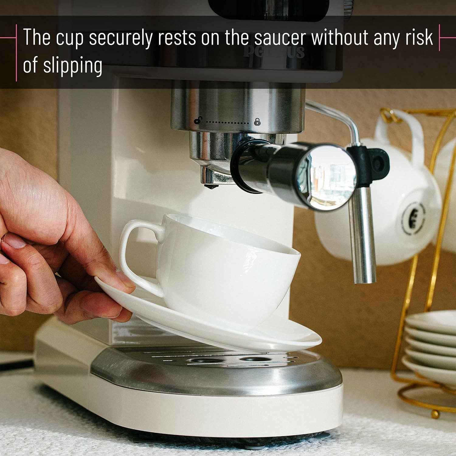 Brew To A Tea - Wholesale Tea Set - BTaT- Tea Cups and Saucers with Gold Trim, Set of 6, 7oz3