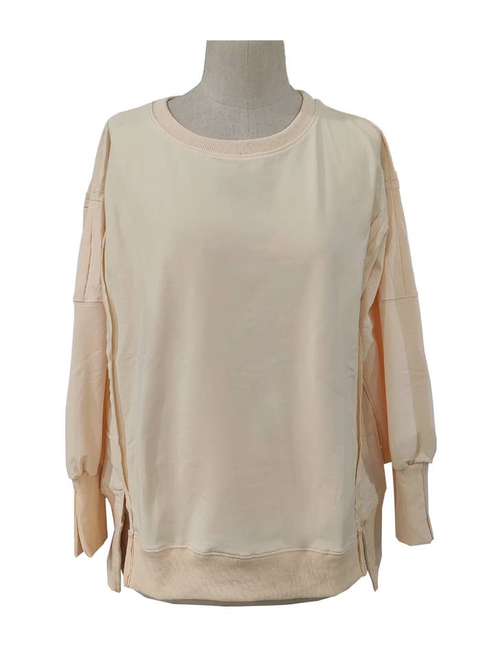 Rosa Clothing - Wholesale Sweatshirt - Women's - Side slit loose fit long sleeve sweatshirt15