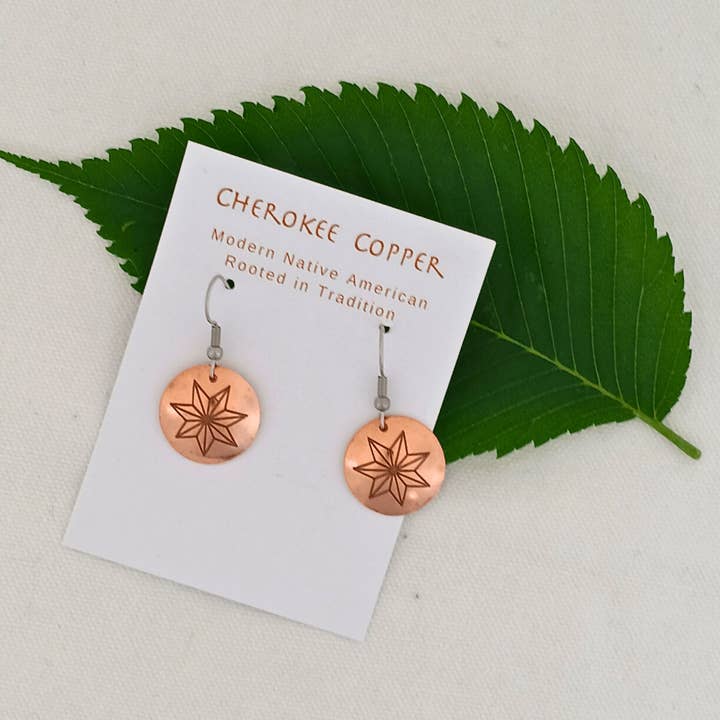 Cherokee Star Copper Earrings for wholesale by Cherokee Copper