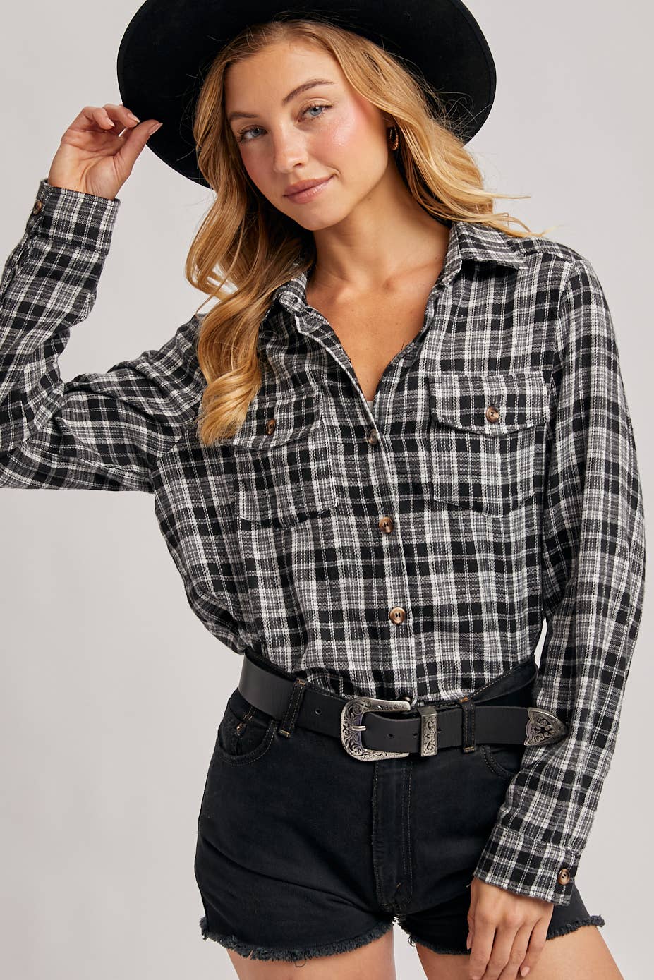 Bluivy - Wholesale Shirt - Women's - BUTTON DOWN PLAID SHIRT WITH POCKETS - 4TH OF JULY29
