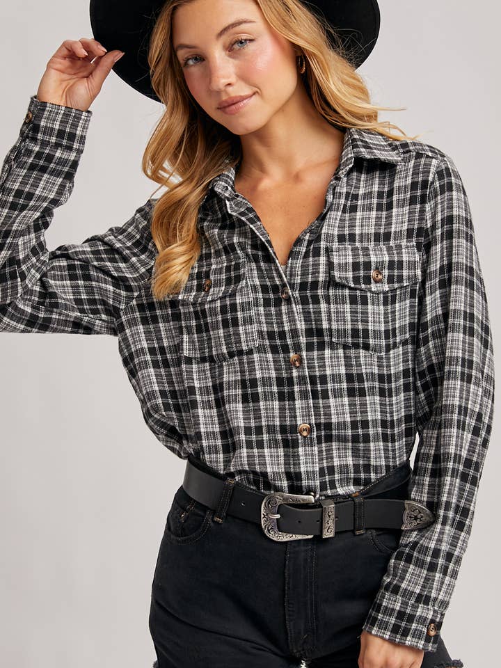 Bluivy - Wholesale Shirt - Women's - BUTTON DOWN PLAID SHIRT WITH POCKETS - 4TH OF JULY29