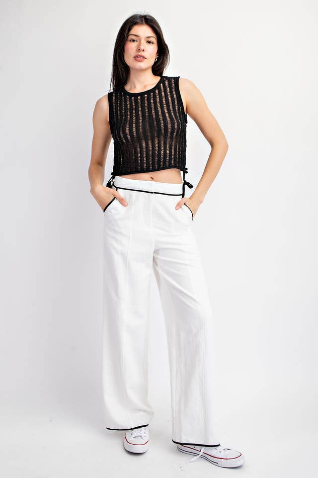 Edit by Nine - Wholesale Knit Top - Women's - TT4635 SLEEVELESS OPEN KNIT TOP W SIDE LACE UP DETAILS