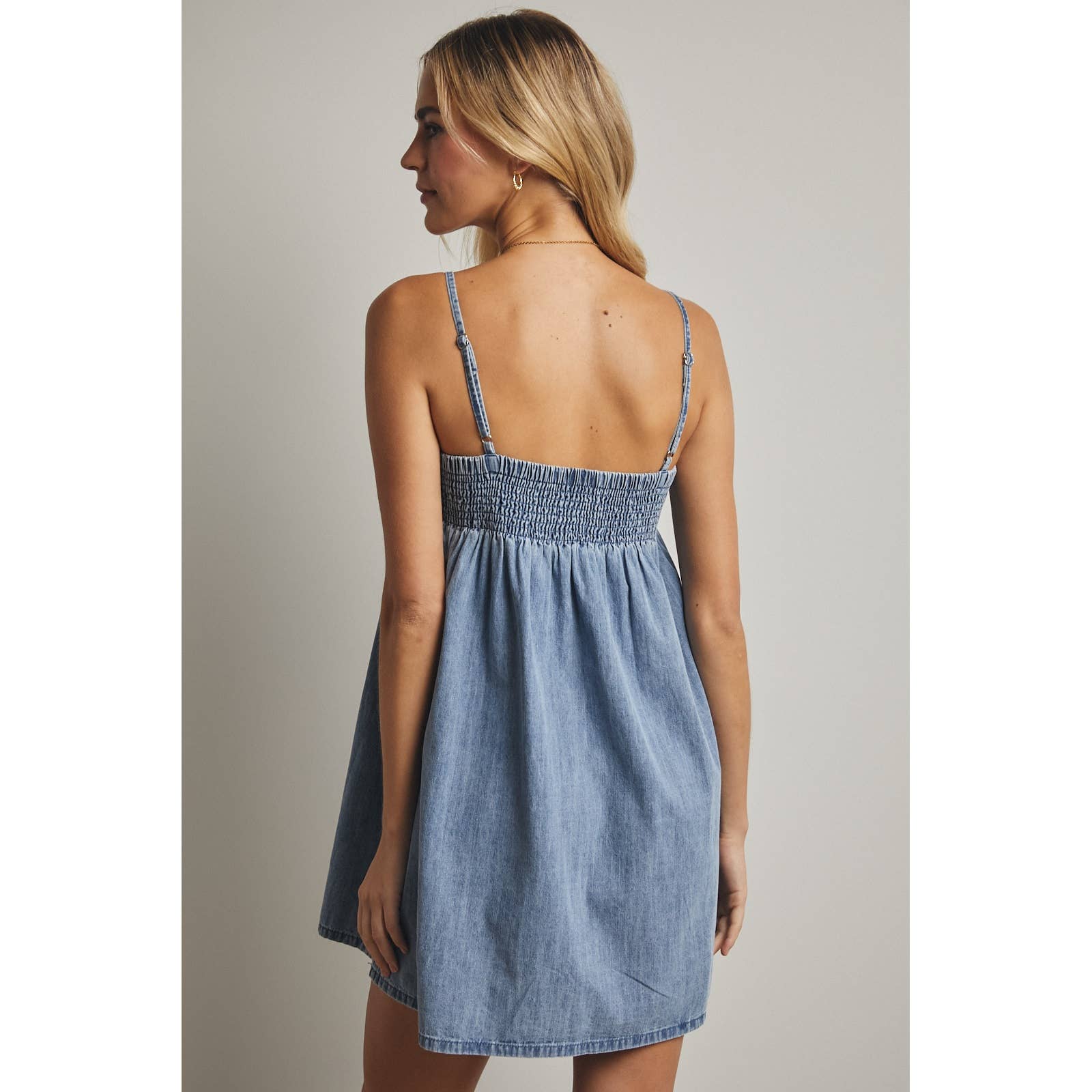 Wishlist Apparel - Wholesale Dress - Women's - PLEATED DENIM MINI DRESS / WL25-117137