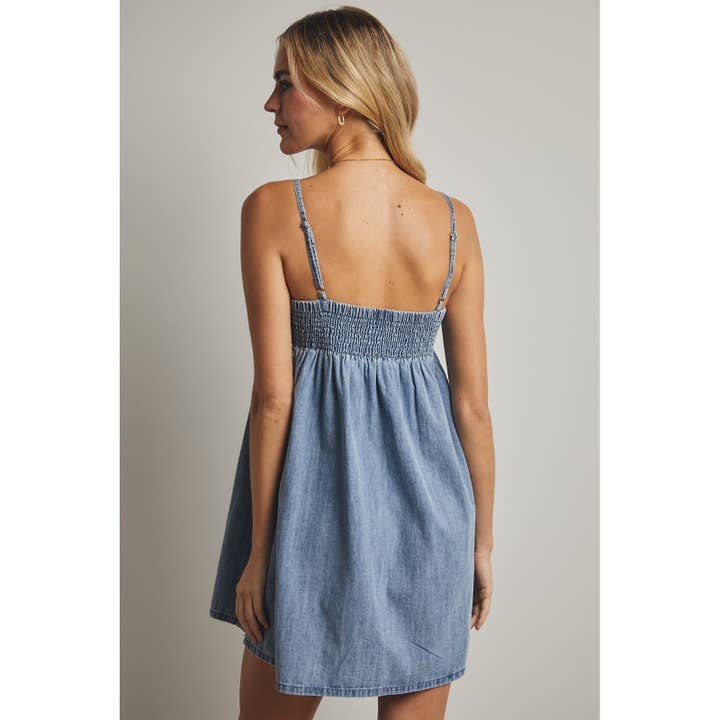 Wishlist Apparel - Wholesale Dress - Women's - PLEATED DENIM MINI DRESS / WL25-117137