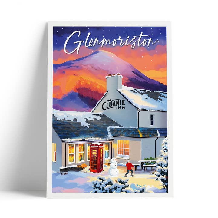Glenmoriston Travel Poster - Cluanie Inn, Winter Scene for wholesale by Printagonist