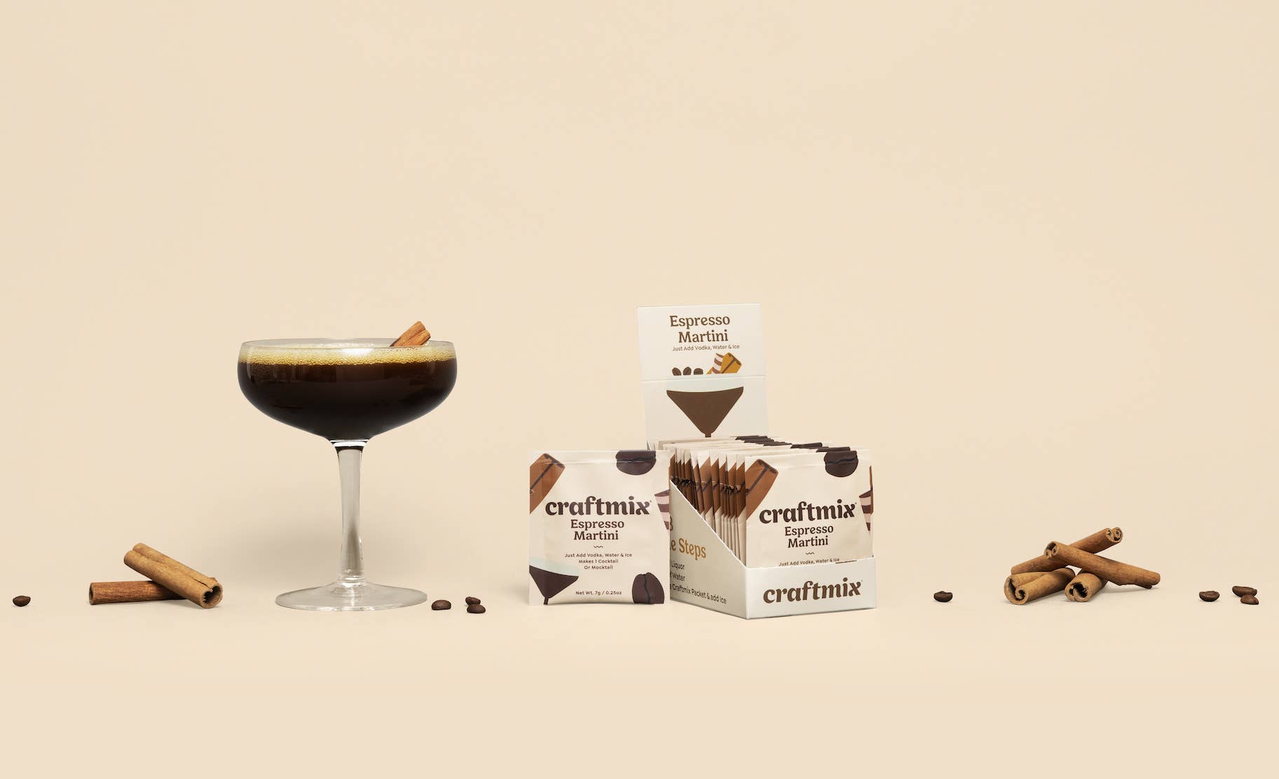 Craftmix - Wholesale Cocktail Mix/Syrup - Espresso Martini Cocktail / Mocktail Mixer - 24ct Caddy