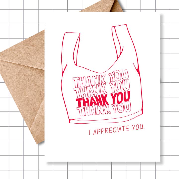 Thank You Bag Wenskaart voor wholesale door Motel Paper Los Angeles