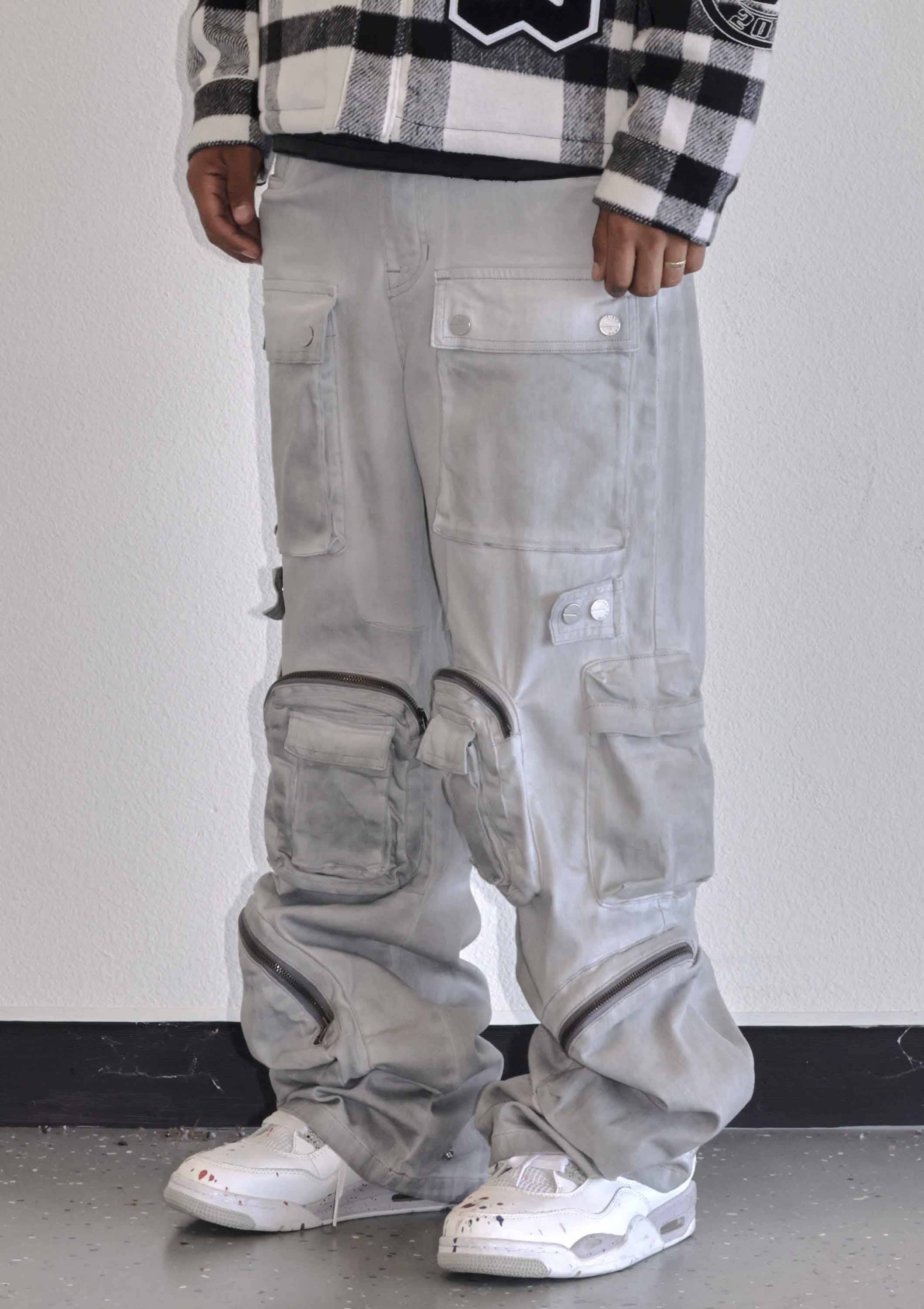 First Row - Vente Jean – homme - Pantalon cargo large en denim utilitaire Y2K11