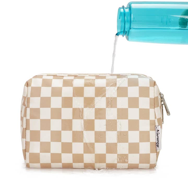wandf - Wholesale Makeup/Cosmetic Bag - Checkered Makeup Bag Travel Cosmetic Bag Organizer Toiletry