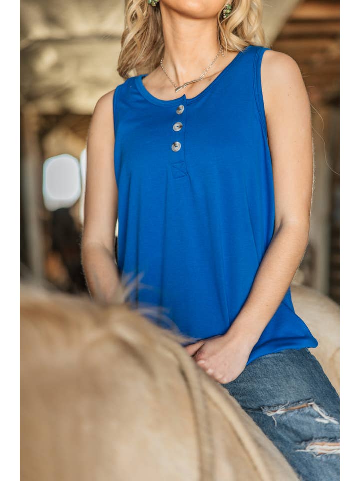 Andrée by Unit - Wholesale Tank Top - Women's - Front Button Detail Terry Cloth Tank Top