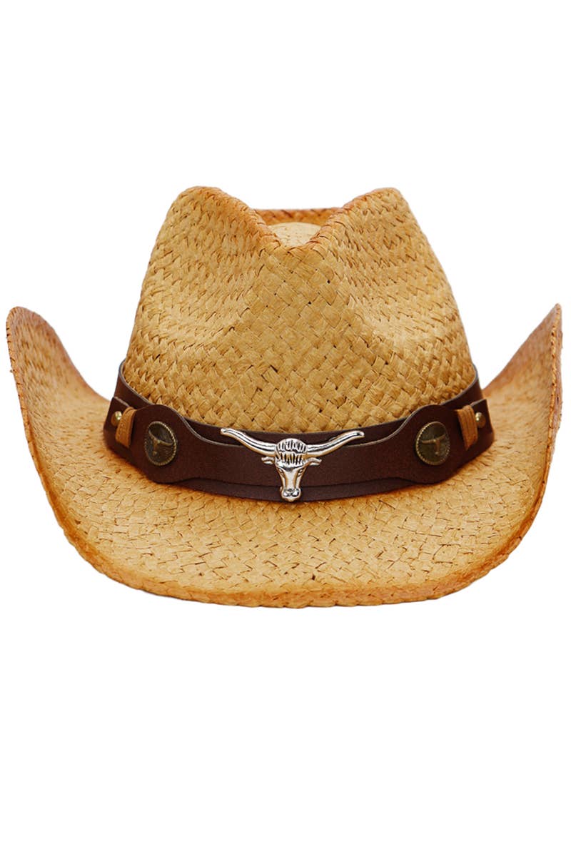 Cap Zone - Vente Chapeau de cowboy – unisexe - Bonnet de cowboy Longhorn Belt vintage en papier brûlé ombré et paille5