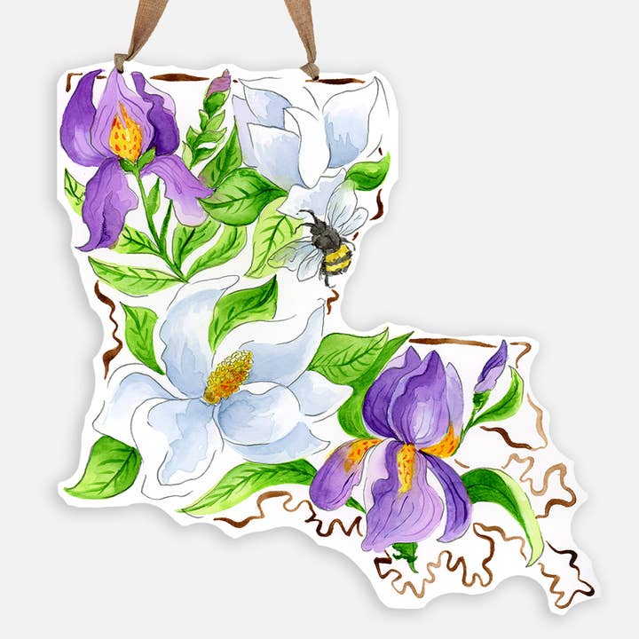 Louisiana Wildflower Door Hanger for wholesale by Magnolia Creative Co.