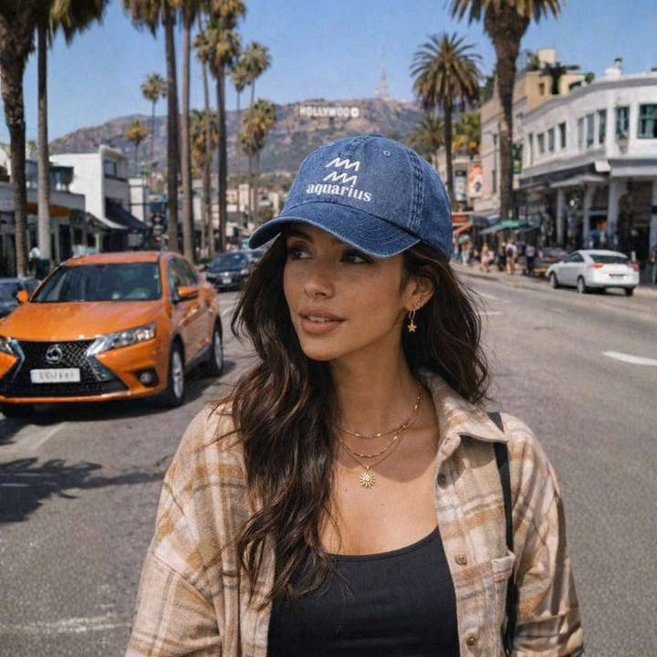 Aquarius Symbol Embroidered Baseball Hat for wholesale by DSY Lifestyle