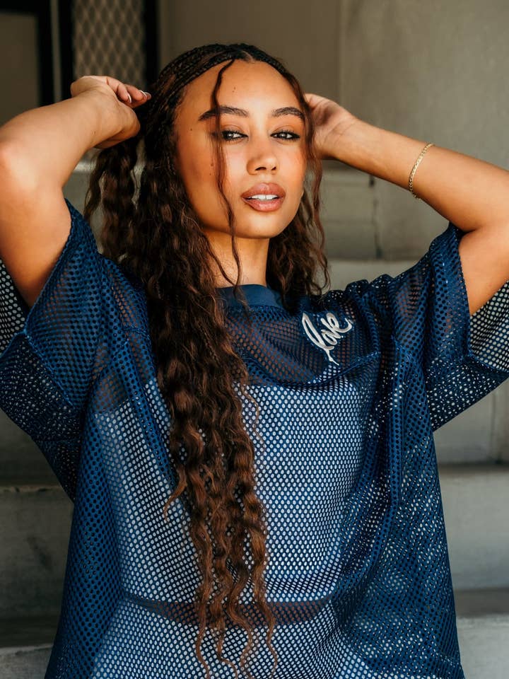 The Lover Mesh Box Jersey | Navy for wholesale by Ruben Rojas Live Through Love
