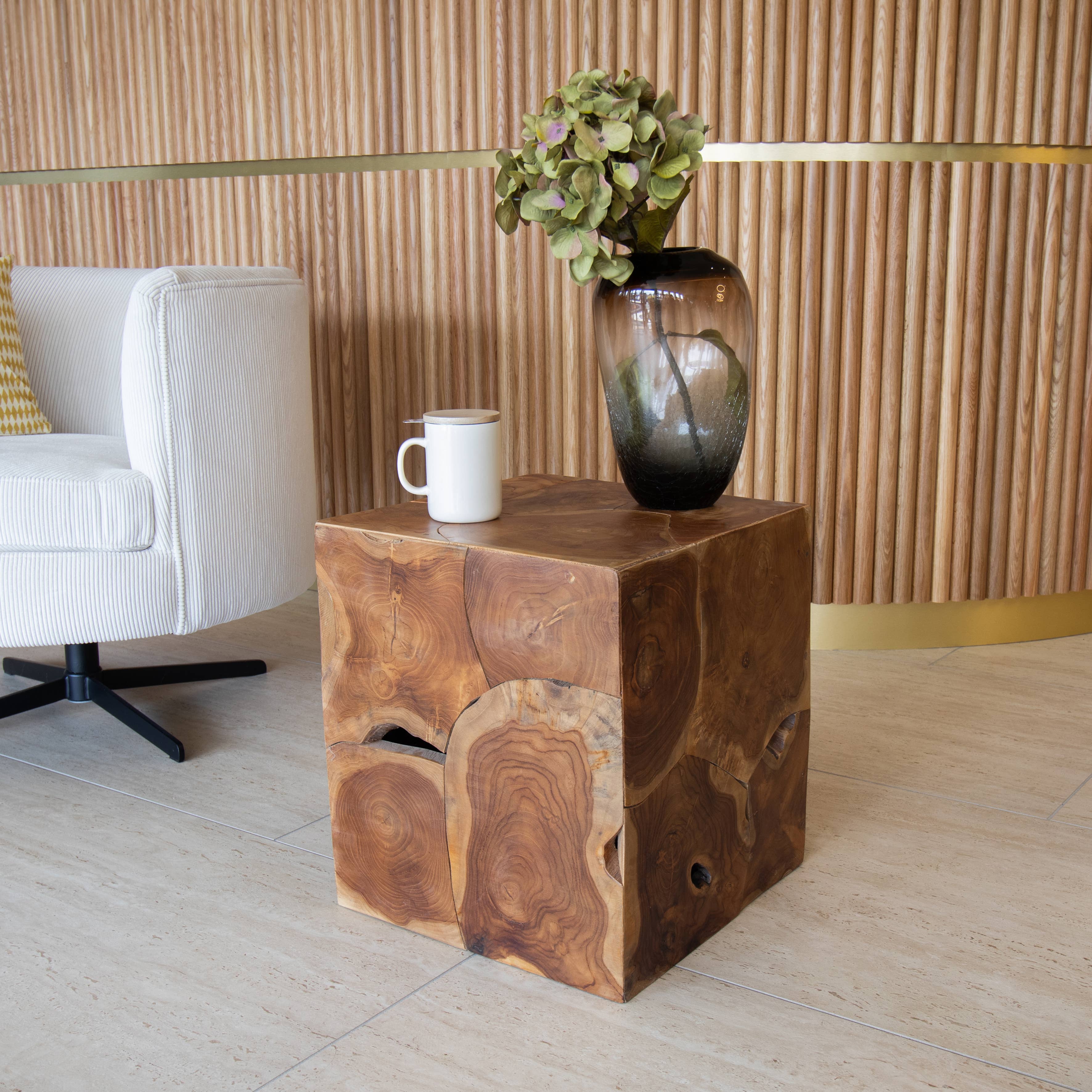 Now's Home - Wholesale Side Table - TEAK ROOT SIDE CABINET ASSEMBLE 40X40X HT45CM1