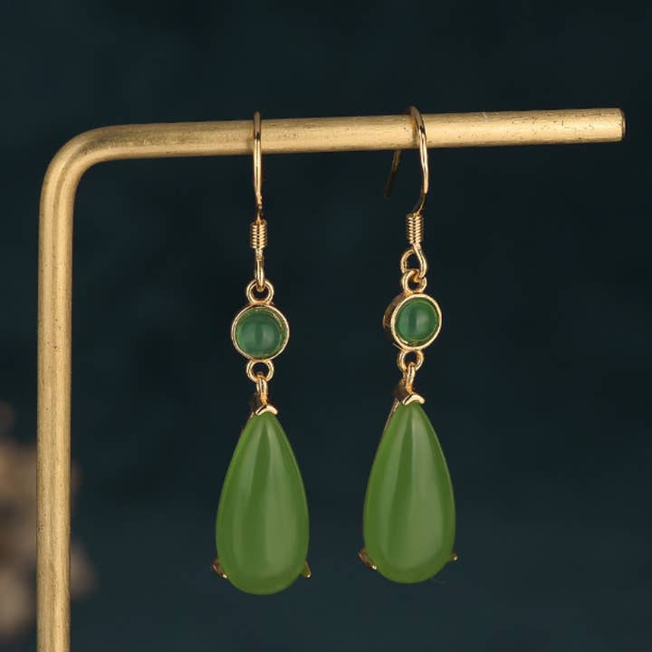 Elegant Green Jade Earrings for wholesale by Bright MacMing