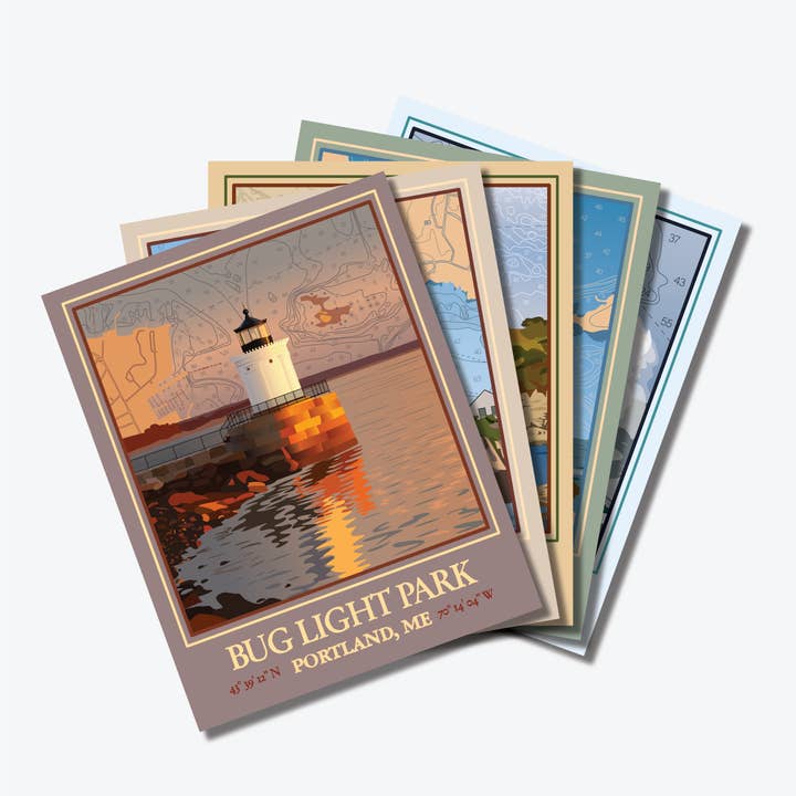 Portland Lighthouses - Greeting Card Set of 5 (A2) for wholesale by Abby Clark Creative
