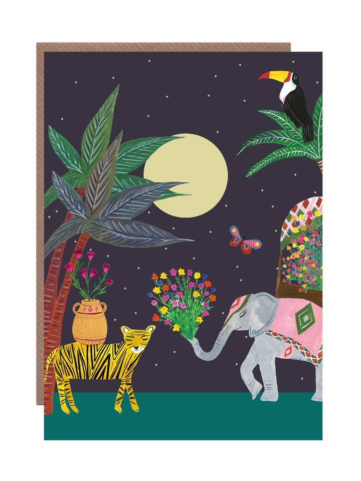 'Our Planet Moonlight Safari' Blank Greetings Card for wholesale by Hutch Cassidy