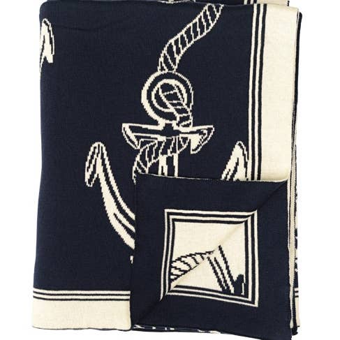 Rope and Anchor Cotton knitted Throw for wholesale by Darzzi