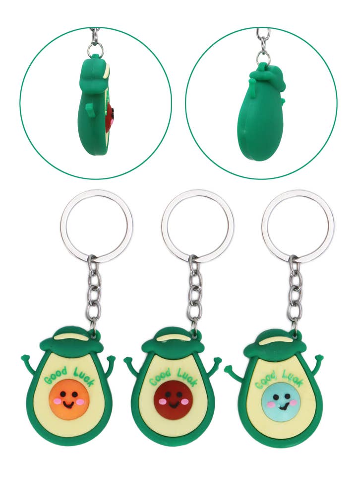 Good Luck Avocado 3D Silicone Key Chain for wholesale by Cap Zone
