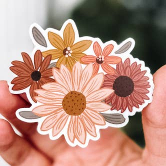 MATTE Michel's Floral Bouquet Sticker 3x3 in. for wholesale by Jackie Design Co.