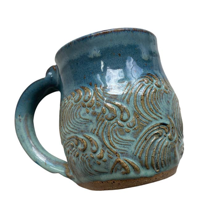 AMG Pottery - Wholesale Coffee mug - Waves Mug - Handmade Pottery - Beach Mug4