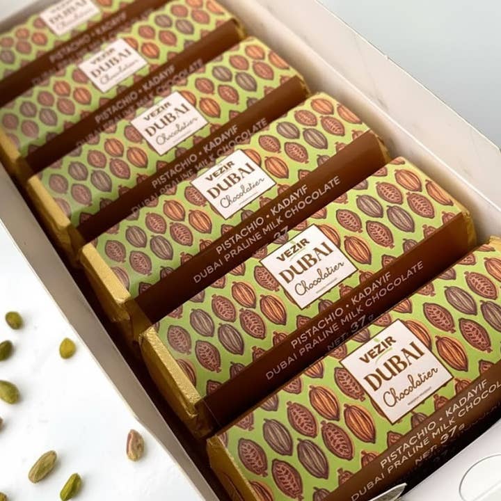 Aladdin - Vendita all'ingrosso Barretta di cioccolato - Barretta di cioccolato di Dubai 37g Pralina al pistacchio Halal Turca1