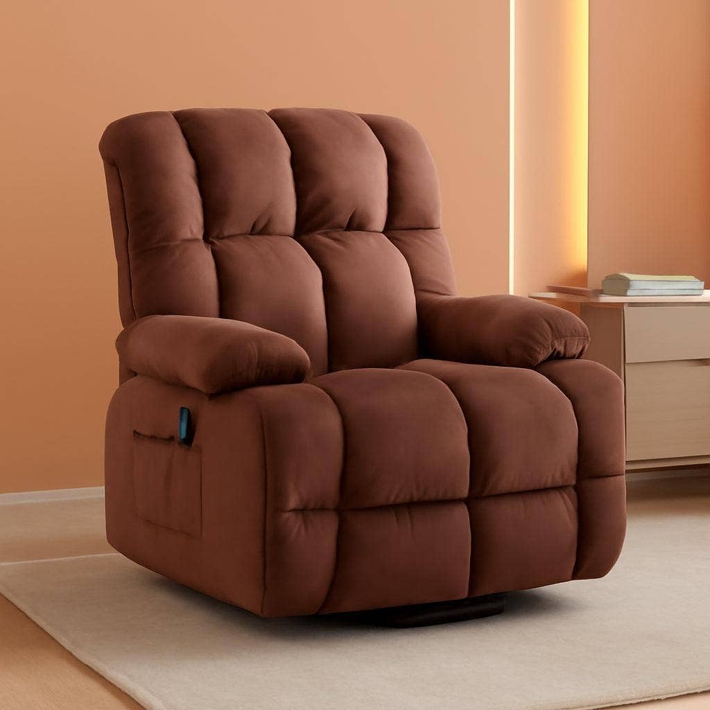 Brown Heated Massage Recliner With Ergonomic Support for wholesale on Faire0