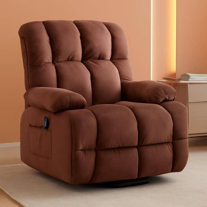 Brown Heated Massage Recliner With Ergonomic Support for wholesale on Faire0